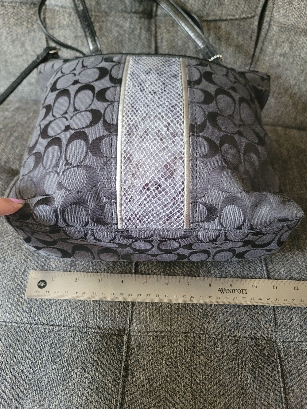Coach Signature Python Stripe Tote - Picture 7 of 15